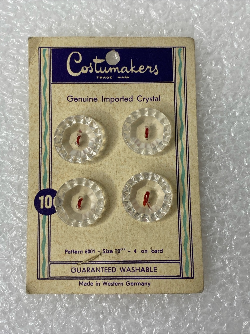 Vintage Costumakers Crystal Clear Faceted
Glass Sew-Through Buttons 3/4" 4/Card